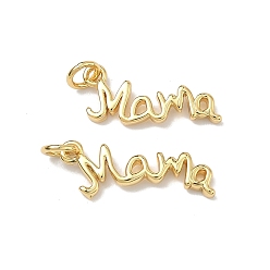 Настоящее золото 18K Латунные подвески ко дню матери, слово мама чары, долговечный, без кадмия и без свинца, стойки покрытие, реальный 18 k позолоченный, 9x18.5x2.5 мм, Перейти кольцо: 5x1 мм, внутренний диаметр: 3 мм