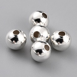 Посеребрённый Spacer бисер латунные, долговечный, круглые, 925 серебро покрытием, 5 мм, отверстие : 1.4 мм