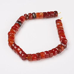 Orange Red Natural Agate Beads Strands, Faceted, Rondelle, Dyed, Orange Red, 15.5x15x9mm, Hole: 1.5mm, 42pcs/strand, 15.6 inch(39.5cm)