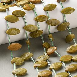 Зеленый Опал Естественный зеленый опал бисер нитей, граненые, лошадиный глаз , Топ пробуренной, с пластиковыми трубчатыми бусинами, 16~17x8~8.5x4~5 мм, отверстие : 1 мм, около 24 шт / нитка, 15.55''~15.75'' (39.5~40 см)