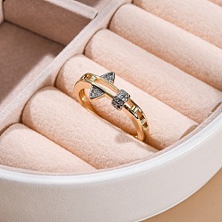 Настоящее золото 18K Кольца-манжеты с микропаве из латуни и прозрачными кубическими цирконами для женщин, без кадмия, без никеля и без свинца, глаз, реальный 18 k позолоченный, 9.5 мм, внутренний диаметр: регулируемый