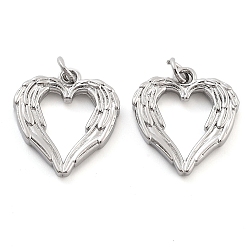 Платина Стойки обшивки латунные подвески, без кадмия и без свинца, долговечный, сердце, платина, 19x18x3 мм, отверстие : 5 мм