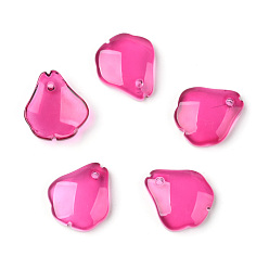 Темно-Розовый Краски для выпечки стеклянные бусины, лепесток, темно-розовыми, 15.5x14.5x4 мм, отверстие : 1 мм