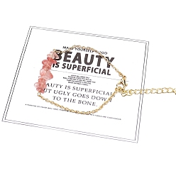 Вишневый Кварц Браслеты-цепочки из вишневого кварцевого стекла с бисером и металлическими цепочками для женщин и девочек, 8-5/8 дюйм (22 см)