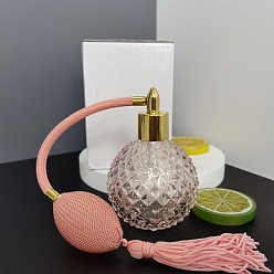 Светло-Коралловый Круглые стеклянные распылители, распылитель тонкого тумана для духов с плетеной подушкой безопасности, многоразовая бутылка, свет коралловый, 6.7x10.5 см, емкость: 100 мл (3.38 жидких унций)