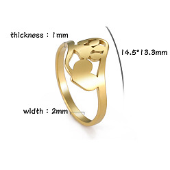 Золотой Кольца из нержавеющей стали, украшения для унисекс, отпечаток лапы с сердцем, золотые, размер США 10 (19.8 мм)