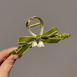Светло-зеленый Коричневый Сплав с бархатными заколками-коготками, может колокольчики очарование коготь заколки для волос, оливковый, 115 мм
