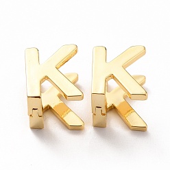 Letter K Boucles d'oreilles créoles initiales pour femmes, boucles d'oreilles en laiton plaqué or véritable 18k, letter.k, 12x10x9.5mm, pin: 0.8 mm