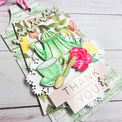 Матовый Платиновый Цвет Чайный сервиз из углеродистой стали, трафареты для резки штампов, для diy scrapbooking / фотоальбом, декоративная тисняющая бумажная карточка, матовый цвет платины, 52x42x0.8 мм