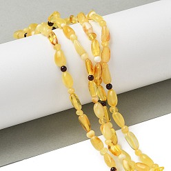 Янтарный Янтарные шарики нити, наггетсы и круглые, 7.5~10x3.5~5.5 мм, отверстие : 1 мм, около 34 шт / нитка, 14.84'' (37.7 см)