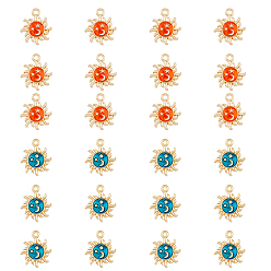 (52) Непрозрачная лаванда 28 шт 2 цвета сплава эмалевые подвески, золотые, солнце со звездой и луной, разноцветные, 18x15.5x3.5 мм, отверстие : 2 мм, 14 шт / цвет