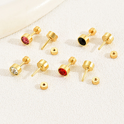 Настоящее золото 18K Набор серег из разноцветных камней для женщин, серьги для пирсинга и кольца