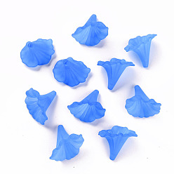 Blue Transparent Acrylic Beads, Calla Lily, Frosted, Blue, 40.5x33x35mm, Hole: 1.8mm, about 135pcs/500g