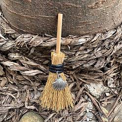 Shell Shape Хэллоуин тема мини ведьма метла украшение партии, с сплава прелести, декоративный реквизит для сада, Главная, формы раковины, 110 мм