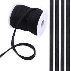 Black 10M Polyester Boning Sleeve, Underwire Replacement Bra Cover Band Ribbon, for Sewing Accessories, Black, 10x2mm