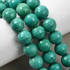 Зеленый Бусины из натурального магнезита, окрашенная и подогревом, граненый (128 граней), круглые, зелёные, 10 мм, отверстие : 1.4 мм, около 38 шт / нитка, 15.04'' (38.2 см)
