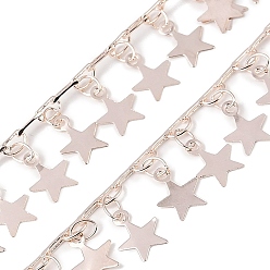 Розовое Золото Латунные звездные цепи ручной работы, для ожерелья браслеты решений, долговечный, пайки, с катушкой, розовое золото , 6x6x1 мм, около 16.40 футов (5 м) / рулон