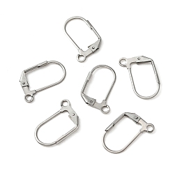Couleur Acier Inoxydable 316 découvertes de boucles d'oreilles à levier en acier inoxydable chirurgical, avec boucles horizontales, couleur inox, 17.5x13x1.5mm, Trou: 2mm, pin: 0.6 mm