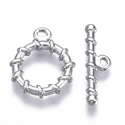 Stainless Steel Color Non-Tarnish 304 Stainless Steel Toggle Clasps, Ring, Stainless Steel Color, Ring: 19x16x3mm, Hole: 1.6mm, Inner Diameter: 10mm, Bar: 22x6.5x3mm, Hole: 1.6mm