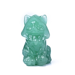 Зеленый Авантюрин Резные украшения в форме кошки из натурального зеленого авантюрина, для домашнего офисного стола, 35 мм