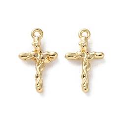 Золотой Стойки подвески обшивки сплава, со стразами и искусственным жемчугом из АБС-пластика, крест прелести, золотые, 18x10.5x4 мм, отверстие : 1.4 мм