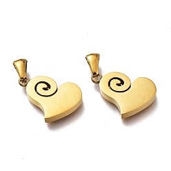 Золотой Ионное покрытие (ip) 304 подвески из нержавеющей стали, ручная полировка, сердце, золотые, 20x14x3.5 мм, отверстие : 6x2.5 мм
