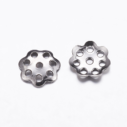 Stainless Steel Color Tarnish Resistant 304 Stainless Steel Beads Caps, Multi-Petal, Stainless Steel Color, 6mm, Hole: 1mm