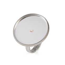 Нержавеющая Сталь Цвет 304 компоненты манжетного кольца из нержавеющей стали, настройки кольца чашки безеля, плоско-круглые, цвет нержавеющей стали, лоток : 22 мм, внутренний диаметр: 17 мм