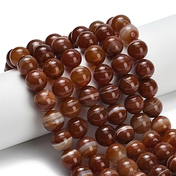 Шоколадный Натуральные полосатые агатовые бусы, круглые, окрашенная и подогревом, круглые, 12.5 мм, отверстие : 1.3 мм, около 33 шт / нитка, 15.43 дюйм (39.2 см)
