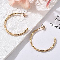 Настоящее золото 18K 304 серьги-гвоздики из нержавеющей стали c-образной формы, ионное покрытие (ip), реальный 18 k позолоченный, 30x2 мм