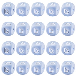 Letter D 20 силиконовые бусины с синими кубическими буквами 12x12x12 мм квадратные кубики алфавита бусины с 2 мм отверстием распорка свободные бусины с буквами для браслета, ожерелья, ювелирных изделий, letter.d, 12 мм, отверстие : 2 мм