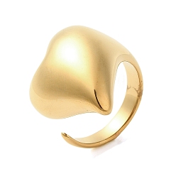 Настоящее золото 18K 304 кольца из нержавеющей стали, сердце, реальный 18 k позолоченный, внутренний диаметр: 17~18 мм