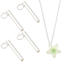 925 Sterling Silver Plated 4Pcs 925 Sterling Silver Pin to Pendant Converter, with Silicone Ear Nuts, Brooch to Necklace Converter, 925 Sterling Silver Plated, 15mm