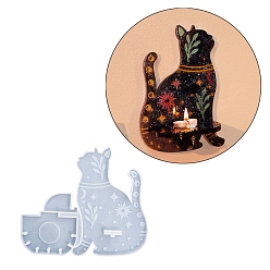 Белый Плавающая полка в форме кошки своими руками, силиконовая форма, формы для литья смолы, для уф-смолы, изготовление изделий из эпоксидной смолы, форма кошки, 205x236x9 мм, внутренний диаметр: 34~200x62~124 мм