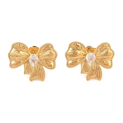 Настоящее золото 18K 304 из нержавеющей стали серьги, со стразами, украшения для женщин, бантом, реальный 18 k позолоченный, 16.5x20.5 мм