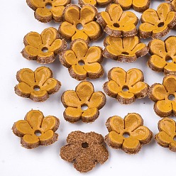 Оранжевый 5 -лепестковая бусина из экологически чистой воловьей кожи., цветок, оранжевые, 13x13x3.5 мм, отверстие : 1.6 мм