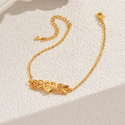 Золотой Браслеты из латуни с сердечками и пшеницей на день матери, браслеты-цепочки для женщин, золотые, 3/8x1-1/8 дюйм (1x2.8 см), внутренний диаметр: 7-1/2 дюйм (19 см)