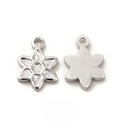 Платина Стойки обшивки латунные прелести, цветочный шарм, платина, 9.5x7.5x1 мм, отверстие : 0.8 мм