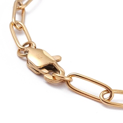 Oro Chapado al vacío 304 pulseras de cadena con clip de acero inoxidable, con cierre de langosta, dorado, 7-3/4 pulgada (19.6 cm)