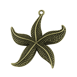 Античная Бронза Подвески из сплава , без кадмия, без никеля и без свинца, морская звезда / морские звезды, античная бронза, 49x43.5x4.5 мм, отверстие : 2.5 мм