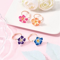 Light Gold Ручной полимерной глины кольца, красный жасмин, с экологически чистой медной проволокой, золотой свет, внутренний диаметр: 18 мм