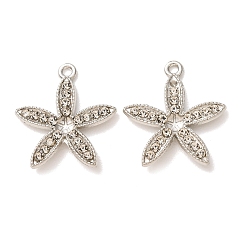 Platinum Alloy Rhinestone Pendants Cabochon Settings, Flower Charms, Platinum, 24x21.5x2.5mm, Hole: 1.6mm, Tray: 3.5mm