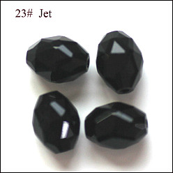 Черный Имитация Австрийские кристаллические шарики, класс AAA, граненые, овальные, чёрные, 10.5x8 мм, отверстие : 0.9~1 мм