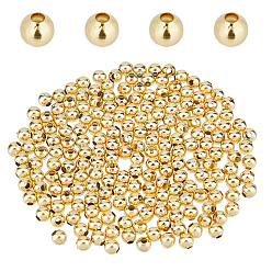 Настоящее золото 24K 300 шт. 304 бусины из нержавеющей стали, круглые, реальный 24 k позолоченный, 4x3.5~4 мм, отверстие : 1.5 мм