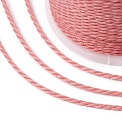 Light Coral Round Waxed Polyester Cord, Taiwan Waxed Cord, Twisted Cord, Light Coral, 1mm, about 12.02 yards(11m)/roll