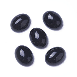 (946F)Морозный цвет внутри  Жонкиль / Непрозрачная зеленая подкладка Натуральный черный агат кабошонов, овальные, 9x7x3.5~4 мм