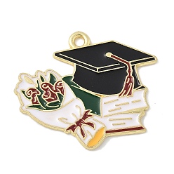 Hat Школьные принадлежности сплав эмаль подвески, золотые, холостяцкая шляпа, 25x29x1 мм, отверстие : 1.8 мм