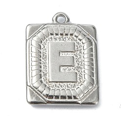 Letter E Антикоррозийные 304 подвески из нержавеющей стали, прямоугольник с подвеской в виде буквы, Письмо E, 24.5x18x3 мм, отверстие : 1.8 мм