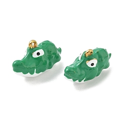 Crocodile 304 нержавеющей стальной эмали подвески, ионное покрытие (ip), реальный 18 k позолоченный, крокодиловые прелести, 13.5x25.5x10.5 мм, отверстие : 1.4 мм