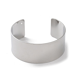 Platine Bracelets à manchette large uni en laiton, plaqué longue durée, sans plomb et sans cadmium, platine, diamètre intérieur: 2-3/8 pouce (6 cm)